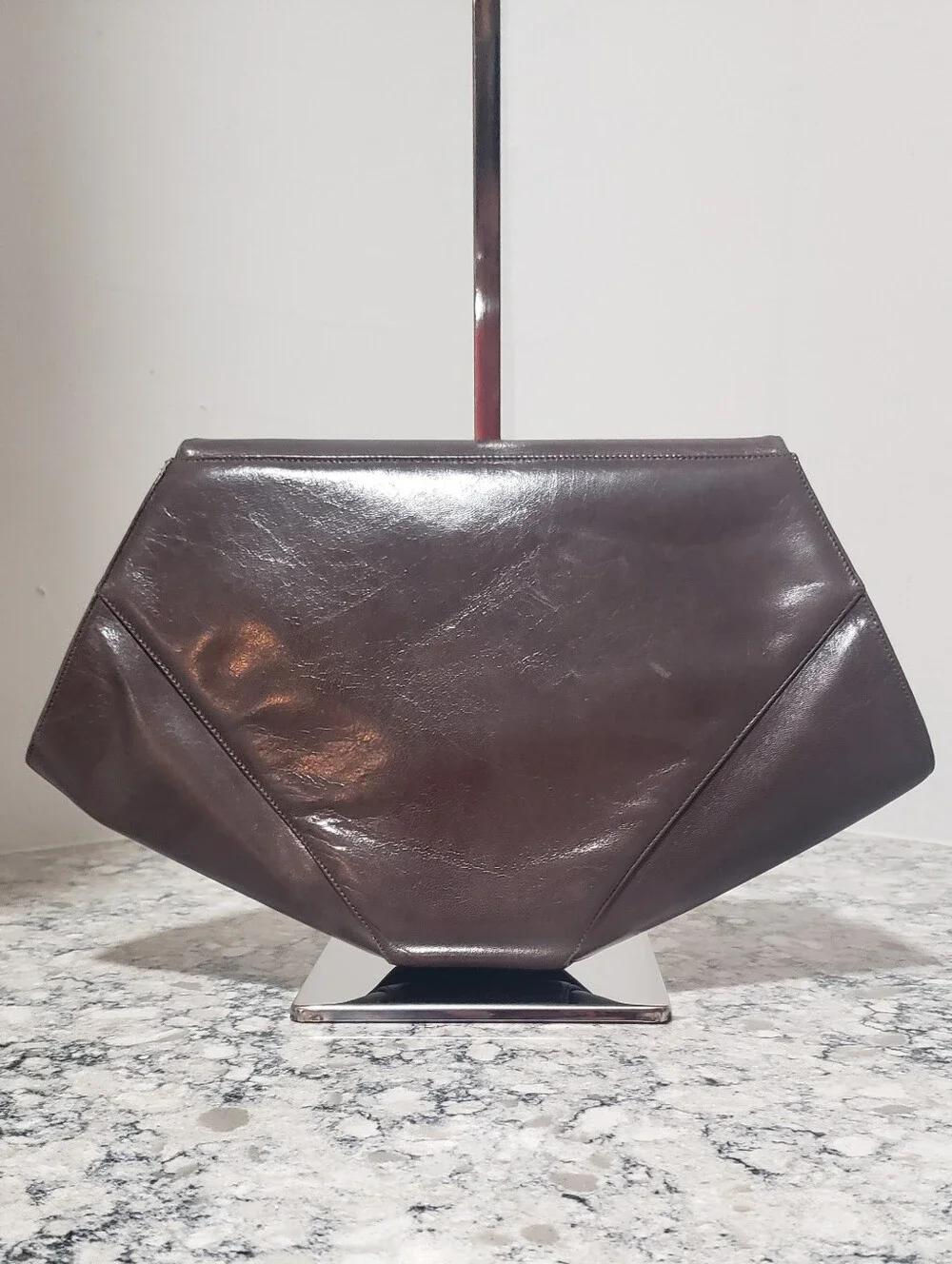 Bally Italy Vintage 1980s Structured Leather Shoulder Bag Clutch